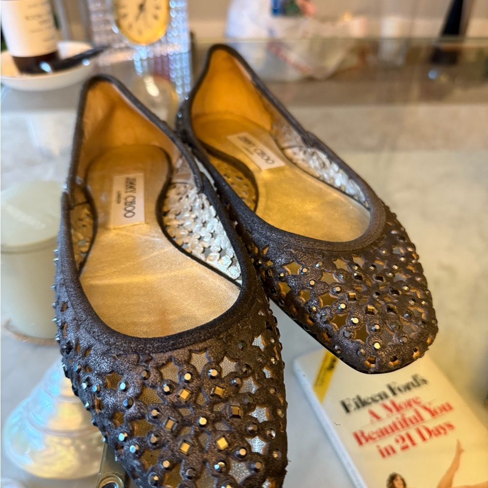 Jimmy Choo Black Studded Women's Flats